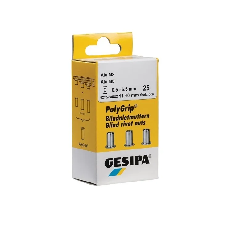 [50811] Blindnietmutter PolyGrip® Nietschaft Dxl 11x20mm M8 Alu 25 St. GESIPA