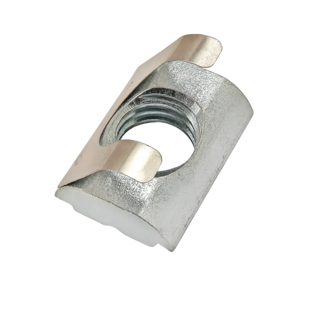 [50618] Nutenstein M8 x Nute 8 mit Steg und Federblech